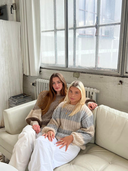 Melly knit with stripes - Beige/grey