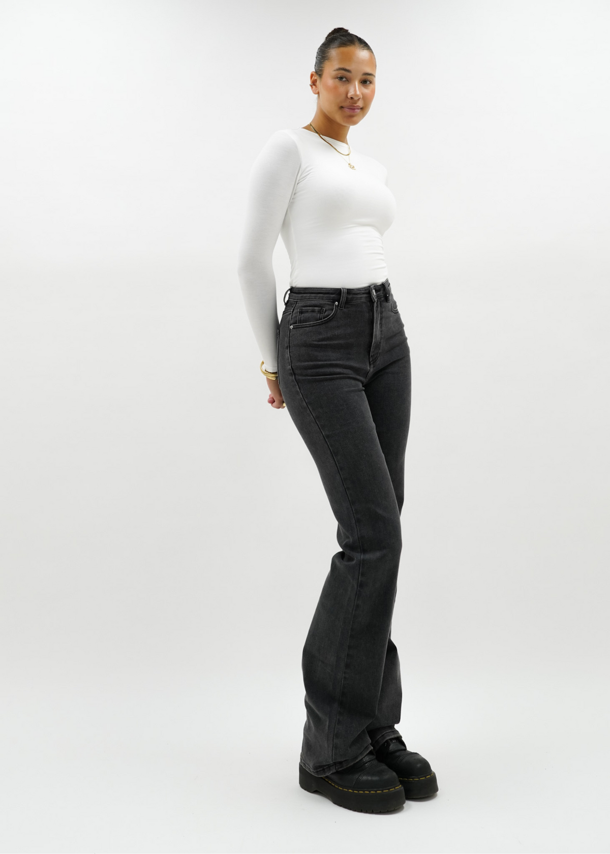 High waist wide leg jeans dark grey (tall)