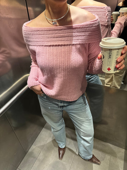 Elinor off shoulder knit - Pink