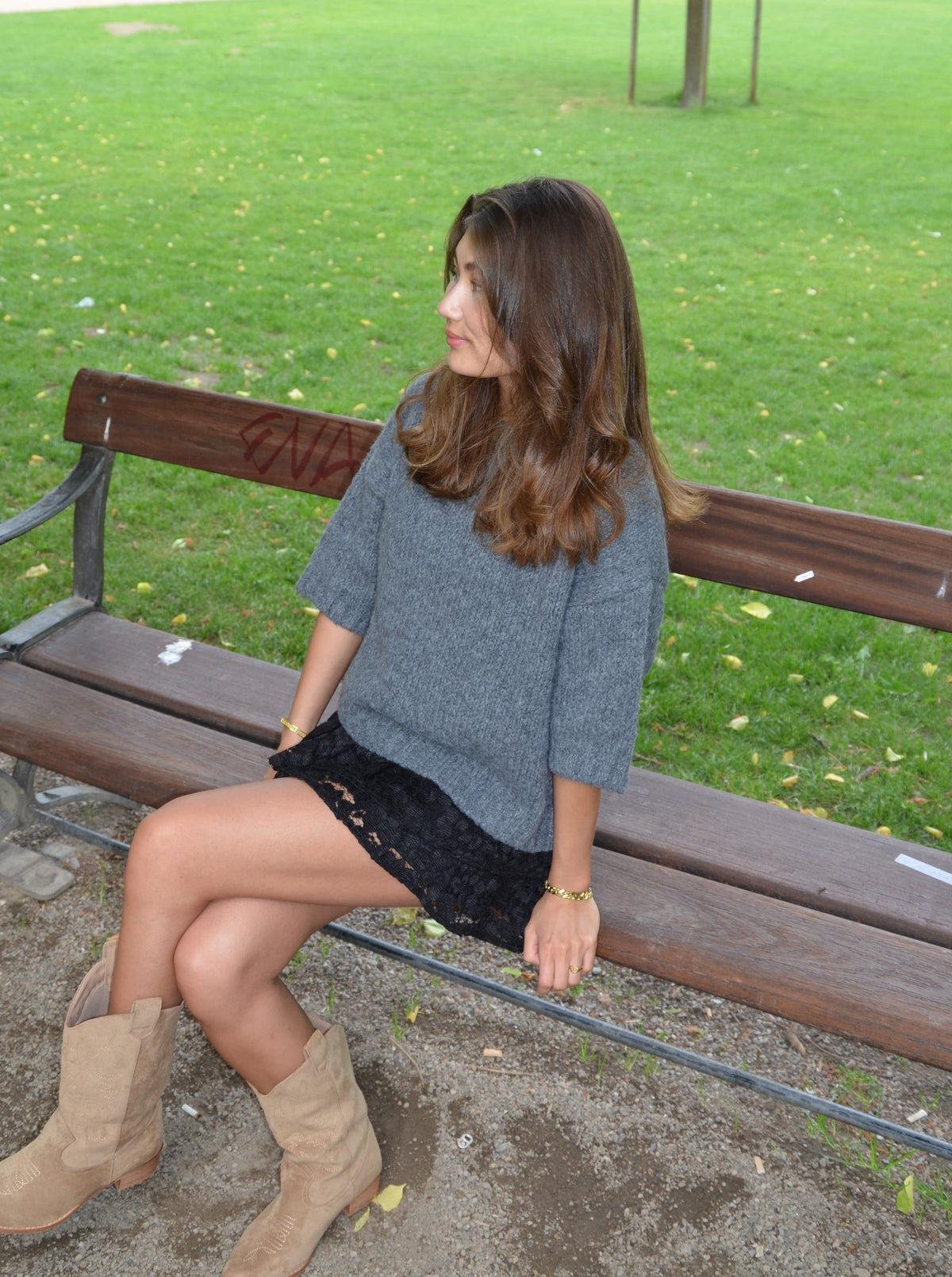 Hedvig knit with short sleeves - Grey