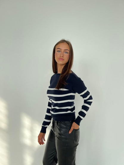 Emmy knit - navy/white