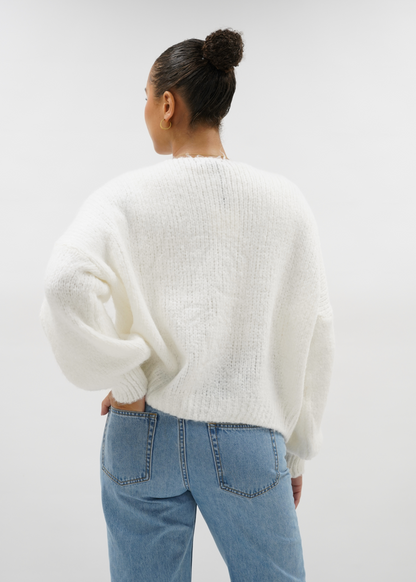 Knitted bow sweater off-white (tall)