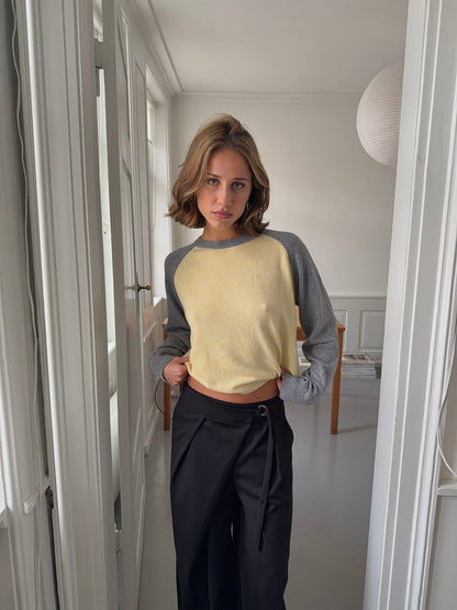 Oliva knit blouse - Grey/yellow