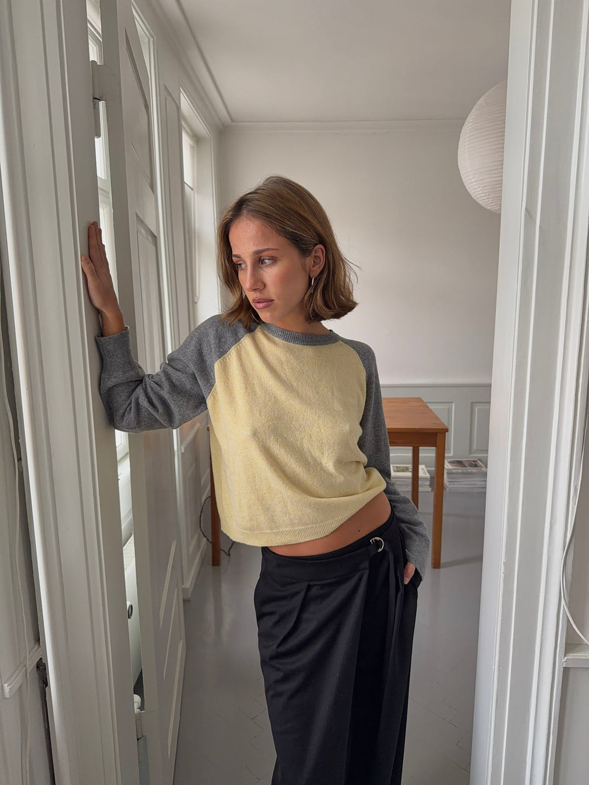 Oliva knit blouse - Grey/yellow
