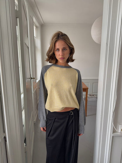 Oliva knit blouse - Grey/yellow