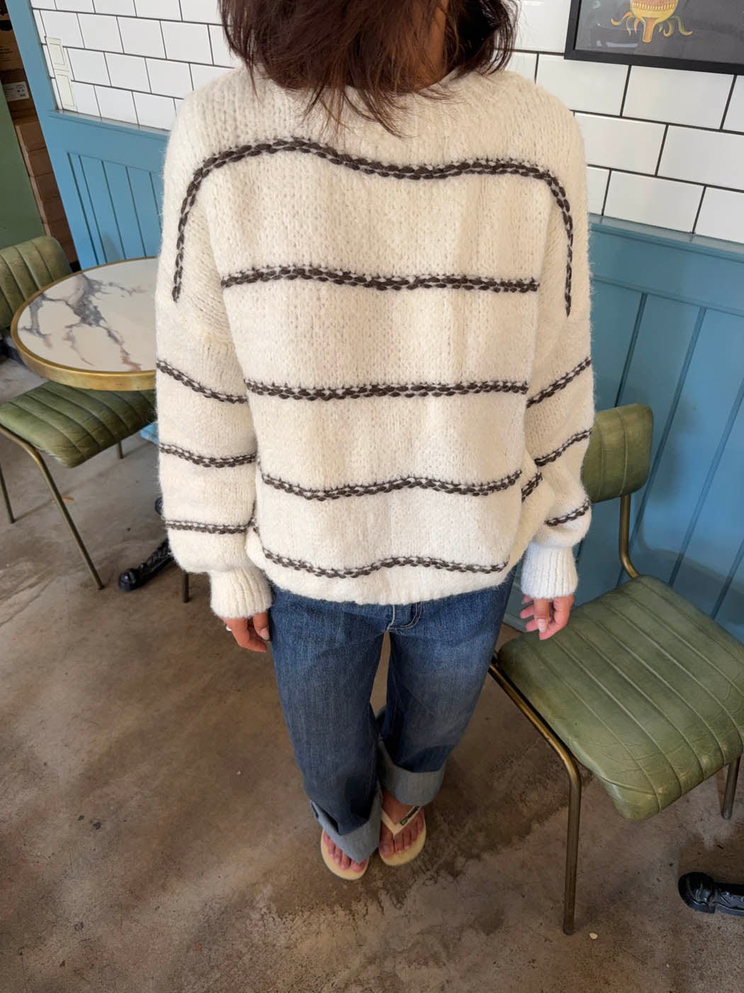 Rula knit - White/brown