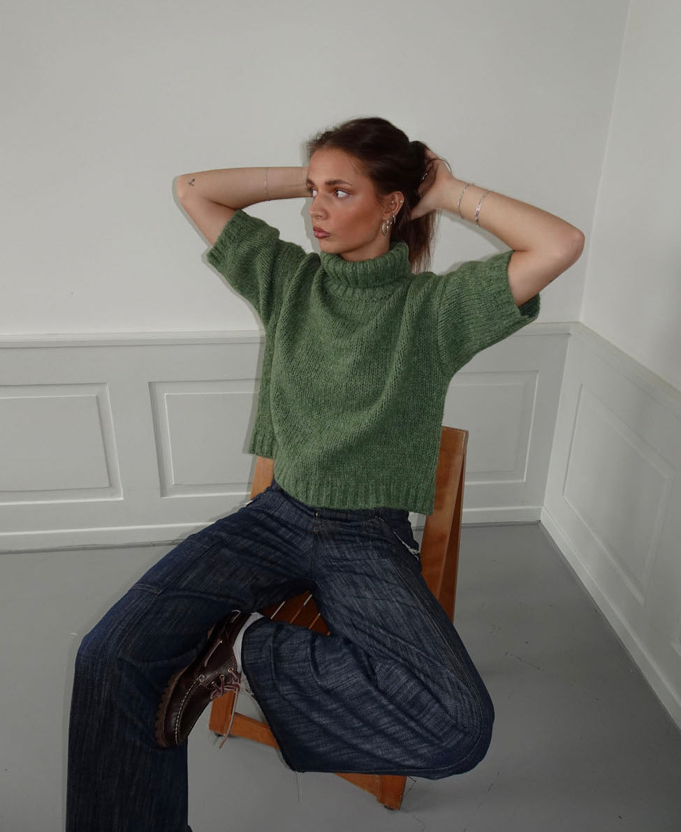 Dubleo knit sweater with short sleeves – Green